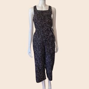 Banana Republic Black & White Spotted Cropped Jumpsuit Size 2
